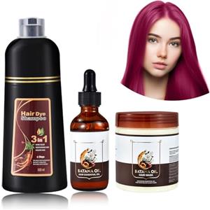 O'RMEAS Crema colorante per capelli, 500 ml, shampoo colorante per capelli + 50 ml di olio di batana + maschera per capelli da 300 g, shampoo anti-grigio, set unisex per la cura dei capelli