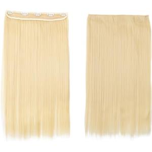 CAISHA 60cm Clip In Un Unico Pezzo Nell'estensione Dei Capelli Pezzo Di Capelli Sintetici Mezza Parrucca Liscio Biondo Platino C56