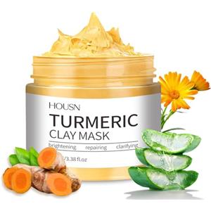 HOUSN Maschera Viso Curcuma,Argilla Maschera Pulizia Profonda Della Pelle,Maschera Rimozione Punti Neri e Affinamento Dei Pori,Controllo Dell'olio,Idratante,100g