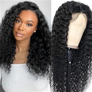 YAYAHAIR Parrucca Donna Ricci Deep Curly 13x4 Lace frontal Wig Human Hair Pre Plucked With Baby Hair 16 Pollici Capelli Veri umani Brasiliani Parrucca Donna Reali Nero Naturale