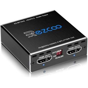 ROFAVEZCO Splitter HDMI 4K 60Hz 1x2 1080P 120Hz HDCP HDR 18Gbps UHD Dolby Vision Atmos EDID Scaler 4K 1080P per Doppio Monitor HDMI 2.0 1 ingresso 2 uscite per PS5, SkyQ, Xbox, Fire Stick, BluRay, Apple TV