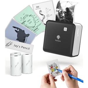 Phomemo Stampante Portatile, Mini Stampante Termica M02 Pro 300 DPI Stampante per Adesivi Stampante Fotografica Portatile con Tre Rotoli di Carta per Appunti e Schemi di Studio, Apprendimento, Foto