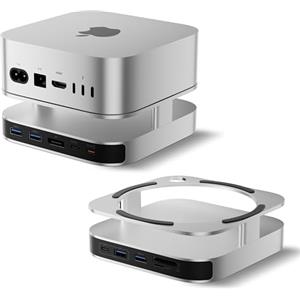 BENFEI Dock per Mac mini M4, supporto per Mac mini M4 con alloggiamento SSD NVMe, hub DisplayPort 4K, 10 Gbps 1 x USB C e 1 x USB A 3.2, 5 Gbps 3 x USB A 3.0, SD/TF 170 MB/s