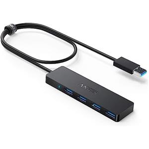 Anker Hub USB 3.0 a 4 Porte per Trasferimento Dati, USB Hub Multiporta Ultra Sottile (1cm di spessore) per Trasmissione Dati Alta Velocità(5Gbps) e Sincronizzazione per Macbook, Chiavette USB e Altro