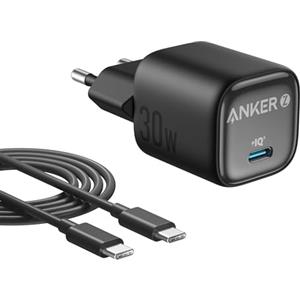 Anker Caricatore USB C da 30W Compatto con Tecnologia GaN,Controllo della Temperatura Avanzato,Design Compatto e Ricarica 3 Volte Più Veloce,Compatibile con iPhone17/16,iPad,Samsung,Pixel e Altri