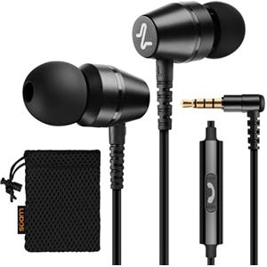 LUDOS OMNITONE Auricolari In-Ear Cuffie, Cuffiette con Filo e Microfono, 5 Anni di Garanzia, Cuffie Isolamento Acustico, Cuffiette Cellulare, Jack 3,5 mm per iPhone, Apple, Samsung, Huawei - Nero