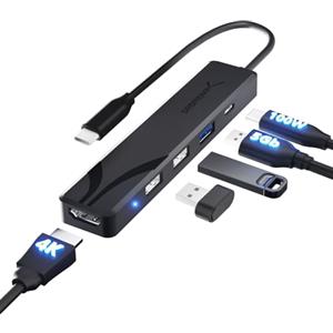SABRENT Hub USB-C Multipresa [5-porte] con 4K HDMI | USB Tipo-C PD (60W) | USB 3.2 Gen 1 Porta| 2 USB 2.0 Porte compatibile con PS5, PC, MacBook (HB-TC5P)