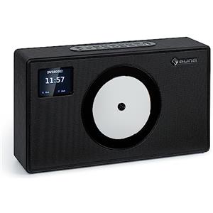 AUNA Vertico Radio Stereo Casa DAB/FM/DAB+, Bluetooth 28W con Altoparlanti Stereo, Lettore CD, Display LCD, Streaming MP3, Radiosveglia Vintage in Legno a Corrente da Parete