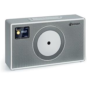 AUNA Vertico Radio Stereo Casa DAB/FM/DAB+, Bluetooth 28W con Altoparlanti Stereo, Lettore CD, Display LCD, Streaming MP3, Radiosveglia Vintage in Legno a Corrente da Parete