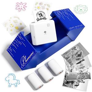 Phomemo P2S Stampante Termica Portatile, Mini Stampante Adesiva 300 dpi Stampante Fotografica Portatile con 3 Rotoli di Carta per Smartphone, per Foto, Apprendimento, Scrapbooking, Adesivi