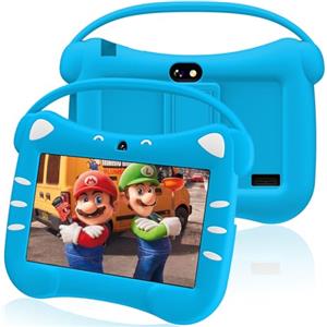 VESWWE Tablet Educativo per Bambini 7 Pollici Android Tablet Bambini con WiFi Bluetooth Doppia Fotocamera 32GB ROM Controllo Parentale Custodia Protettiva (Blu)