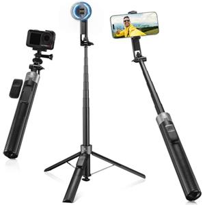 K&F CONCEPT 72" Treppiede iPhone, Adatto per DJI OSMO POCKET 4&3, 3-in-1 Selfie Stick Magnetico+Clip con Telecomando, Rotazione 360°, Compatibile iPhone 17-12/Android, Vite 1/4", Insta360 X5/X4