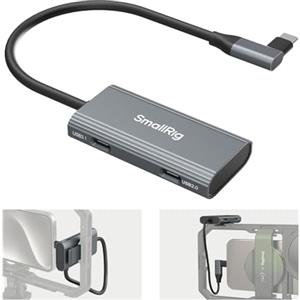 SMALLRIG Hub USB-C 4 in 1 con Attacco Cold Shoe, Hub Multiporta Type-C con PD 100 W/USB-C 3.1 / USB-C 2.0 con Adattatore Audio x 2, per Riprese Mobili di Video ProRes a 4K 60 fps - 4598