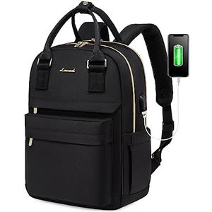 LOVEVOOK - Zaino da donna, zaino per laptop per teenager con scomparto per computer portatile, A-nero., 14 pollici, Zainetto