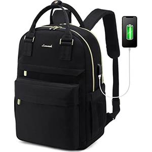 LOVEVOOK Zaino Porta PC Donna, 15,6 Pollici Impermeabile Computer Backpack Antifurto con Porta USB e Scomparto per Laptop per Scuola Università Viaggi Lavoro Aereo Ufficio, Nero