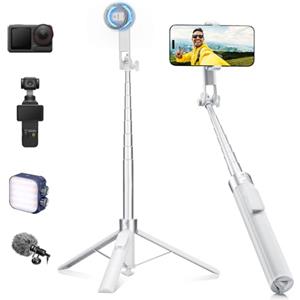 K&F CONCEPT 180cm Treppiede iPhone, 3-in-1 Selfie Stick Magnetico+Clip con Telecomando, Treppiede Magnetico Rotante a 360°, Compatibile con iPhone 17-12 e telefoni Android, Accessori con vite 1/4"