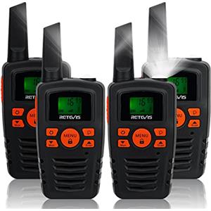Retevis RA635 Walkie Talkie, PMR446 16 Canali Licenza-Libera, Torcia a LED, 10 Toni di Chiamata, Walkie-Talkie a Lunga Distanza, Vivavoce VOX, Radio (Nero,4 Pezzi)
