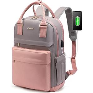 LOVEVOOK Zaino Porta PC Donna, 15,6 Pollici Impermeabile Computer Backpack Antifurto con Porta USB e Scomparto per Laptop per Scuola Università Viaggi Lavoro Aereo Ufficio, Rosa