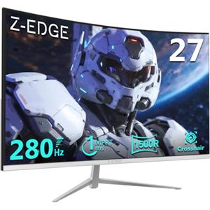 Z Z-Edge Z-Edge Schermo PC Gamer Curvo Bianco 27'' 280 Hz (DP), 240 Hz (HDMI), 1ms, FHD, FreeSync, Monitor Gaming Bianco 16:9, Inclinazione Regolabile, 1500R, 2× HDMI2.0 & 2× DP1.2, Angolo di Visione 178°