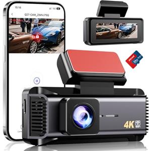 zhiroad Dash Cam Auto 4K Frontal Dashcam con APP WiFi 5G Scheda SD da 64 GB,Telecamera Auto Schermo da 2,99'',Visione Notturna,WDR,Grandangolo 170°,Monitoraggio del Parcheggio,Sensore G,Registrazione in Loop