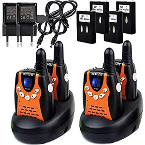 Retevis RT602 Walkie Talkie Bambini Ricaricabile, Torcia VOX a Lungo Raggio a 8 Canali, con Batterie e Caricabatterie, Regalo Giocattolo Natale per Gite in Famiglia (2 Paia, Arancione)