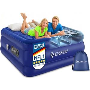 KESSER® Materasso gonfiabile, autogonfiabile, con pompa elettrica integrata, materasso ad aria, per campeggio o uso domestico, con tasca, Individuale, Nero - Individuale