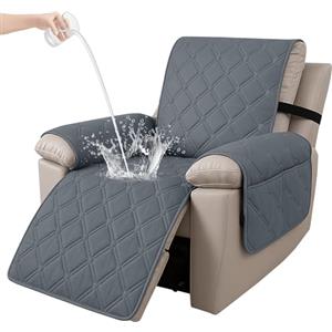 Ystyle Copripoltrona 1 Posto Relax Reclinabile, 100% Impermeabile Copri Poltrona con Braccioli, Copripoltrone con Fascia Elastica, Copridivano Reclinabile, Grigio Scuro