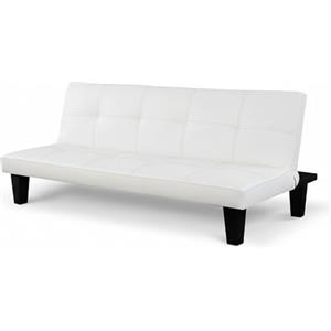 Baroni Home Divano Letto in Ecopelle 3 Posti Trasformabile in Letto Imbottito, Divano Reclinabile con Gambe in Plastica da Salotto, Camera degli Ospiti, Apertura 88 cm, 166x75x70 cm, Ecopelle Bianco