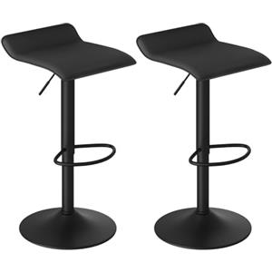 WOLTU Sgabelli da Cucina Set di 2, Sgabelli da Bar, Altezza Regolabile, Girevoli a 360°, PU, Struttura in Metallo, Soggiorno, Bar, Caffè, Nero+Nero