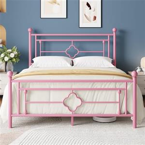 MUTICOR Struttura Letto in Metallo 140x200 cm, Letto Moderno per Camera da Letto o Stanza degli Ospiti con Testiera e Doghe, Silenzioso, Facile da Montare, con Spazio di Stoccaggio, Rosa