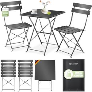 KESSER® Set da bistrò, 3 pezzi, con tavolo da bistrot e 2 sedie pieghevoli, mobili da giardino esterni, resistente ai raggi UV e alle intemperie, set da balcone