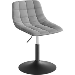 WOLTU Sgabello da trucco Sedia Alta da Cucina sgabello cucina con Schienale Altezza Regolabile Girevole 360° in Velluto Grigio chiaro, 38-49.5cm