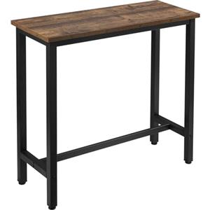 WOLTU Tavolo da Bar Rettangolare Alto Tavolino Bancone per Cucina in Metallo e Legno 100x40x100 cm