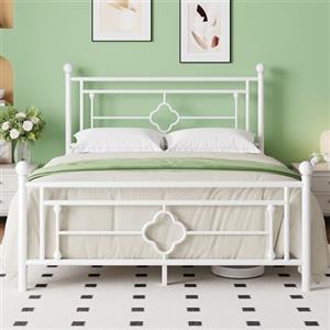 MUTICOR Struttura Letto in Metallo 140x200 cm, Letto Moderno per Camera da Letto o Stanza degli Ospiti con Testiera e Doghe, Silenzioso, Facile da Montare, con Spazio di Stoccaggio, Bianco