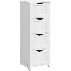 WOLTU Mobile da Bagno, Mobiletto Bagno Salvaspazio, con 4 Cassetti, 30 x 30 x 82 cm, Armadio Autoportante, per Sala da Pranzo, Cucina, Stile Moderno, Bianco BZS07ws