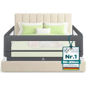 KESSER® Sponda da letto Protezione per letto Sponda da letto bambini Sponda da culla Barriera letto per bambini, Grigio scuro - 200cm