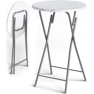Casaria® Set 2 Tavoli da Bar Pieghevoli 110cm Ø 60cm Tavolino Appoggio Tavolo da Cocktail Alto Rotondo Giardino Bianco