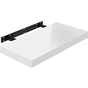 WOLTU Mensola da Muro Scaffale Sospeso da Parete Libreria Piccola per Soggiorno Cameretta Porta CD DVD, Pannello MDF 40x22,9x3,8cm, Bianco, RG9476ws