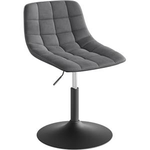 WOLTU Sgabello da Trucco Sedia Alta da Cucina con Schienale Altezza Regolabile Girevole 360° in Velluto Grigio Scuro, 38-49.5cm