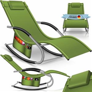 KESSER Lettino da giardino, sedia a sdraio, sedia a sdraio, sedia a dondolo, sedia a dondolo, ergonomica, cuscino resistente alle intemperie, carico di 150 kg, colore cachi