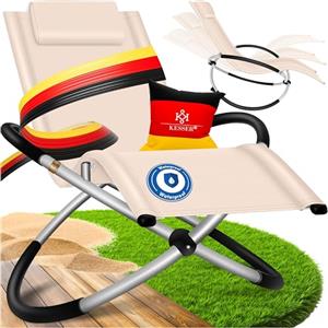 KESSER® Lettino relax Sdraio | Lettino da giardino | Sedia da giardino | Sedia pieghevole | Lettino a dondolo | Sedia a dondolo | seduta reclinabile ergonomica, Beige