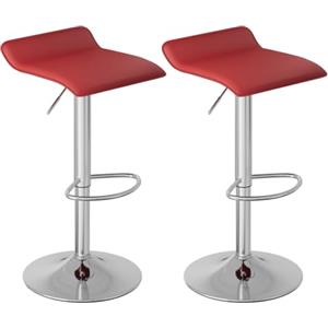 WOLTU Sgabelli da Cucina Set di 2, Sgabello da Bar Colazione Regolabile in Altezza, Sgabello da Banco Girevole a 360°per Bar, Cucina, Banco, Caffè, PVC+Metallo, con Poggiapiedi, Bordeaux+Argento