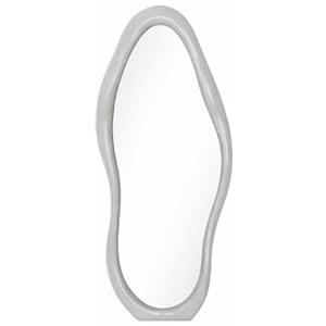 Baroni Home Specchio da Parete Design con Cornice Ondulata in Plastica Grigio, Specchio Decorativo Moderno per Soggiorno, Bagno, Camera e Ingresso, 33,5x75 cm Piccolo
