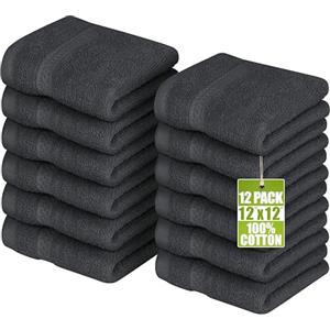 Utopia Towels - Set di 12 Asciugamani Per il Viso Premium, Perfetti Per l'uso in Palestra, Nella Spa, Nel Bidet, a Mano 30 x 30 cm, 100% Cotone (Grigio)