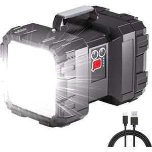 LETOUR Torcia LED Potente Professionale 7 Modalità Torcia LED Potente Professionale Ricaricabile Torce Alta Potenza Ricaricabili 10000mAh Torcia Luce di Emergenza Casa per Emergenza Campeggio