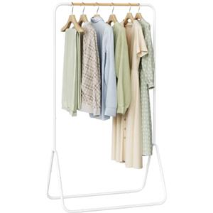 WOLTU Stand Appendiabiti da Terra, Attaccapanni Salvaspazio, Porta Abiti per Camera da Letto/Ingresso, Appendiabiti Bianco, in Metallo, 80 x 45 x 145 cm