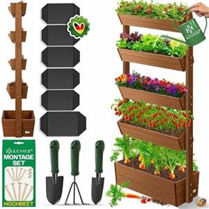 KESSER® Fioriera Verticale Premium - Cassetta per i Fiori - vasi per Fiori e Piante - fioriera per Letti di Verdura ed Erbe aromatiche - orto Verticale - Giardino Verticale (5 Etagen, Braun)
