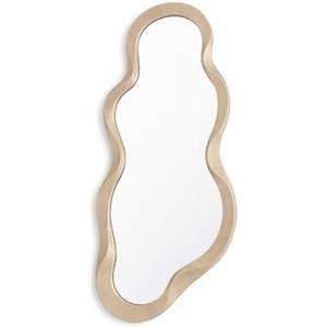 Baroni Home Specchio da Parete Design con Cornice Ondulata in Plastica color Sabbia, Specchio Decorativo Moderno per Soggiorno, Bagno, Camera e Ingresso, 35x76 cm