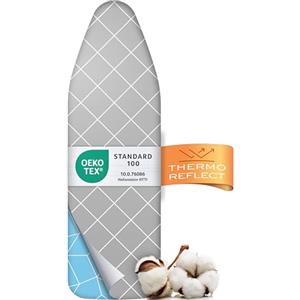 Timbley Turbo Copriasse da stiro 110x30 - Riflettente al calore per stiratura rapida - Montaggio facile con elastico - 2x imbottitura comfort & OEKOTEX100 | Made in EUROPE | Taglia S