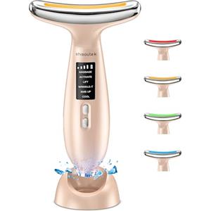 shisoutek Massaggiatore Viso Lifting Elettrico Antirughe: Dispositivo di Bellezza a 5℃ del Freddo e 45℃ Terapia del Caldo - Face Massager con 6 Modi 4 LED - EMS Lifting Gua Sha Massaggio Rassodante Collo Viso